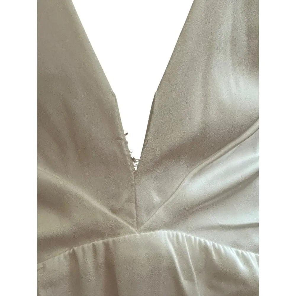 Lulus Ivory White Maxi Mermaid Wedding Dress Satin Sleeveless V Sz XL READ NWOT - Image 8