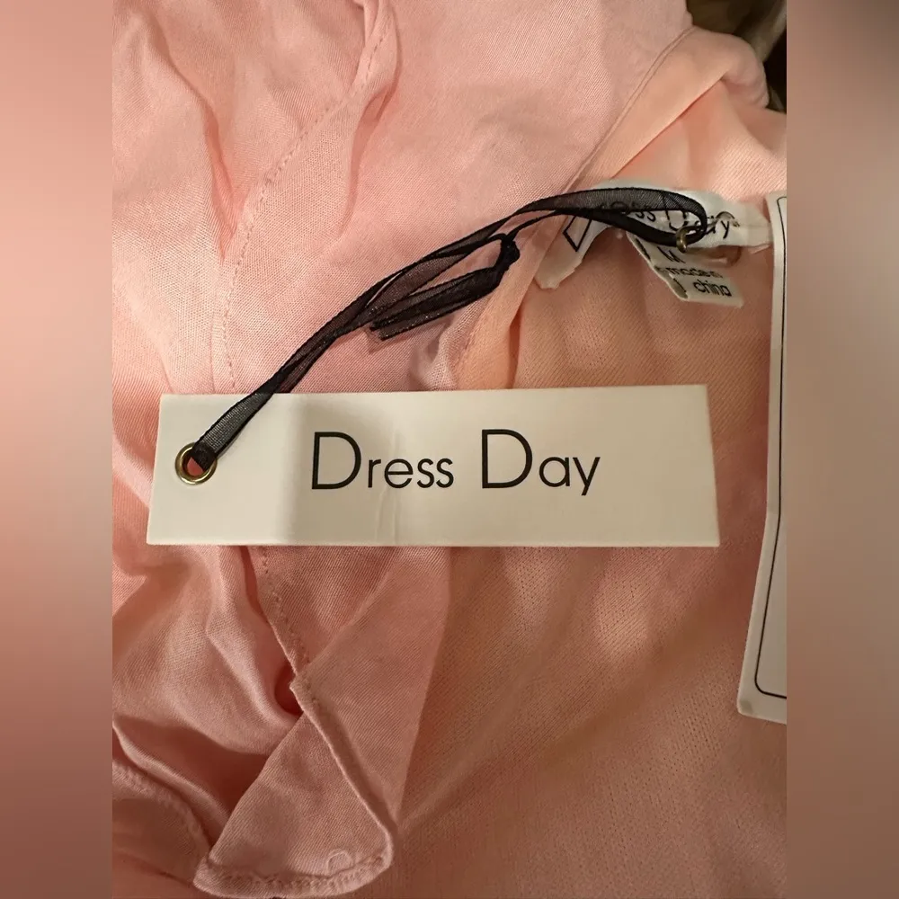 NWT PALE PINK Maxi Dress Faux Wrap top Ruffled W/Tassel Belt Flowy Skirt Size M - Image 7