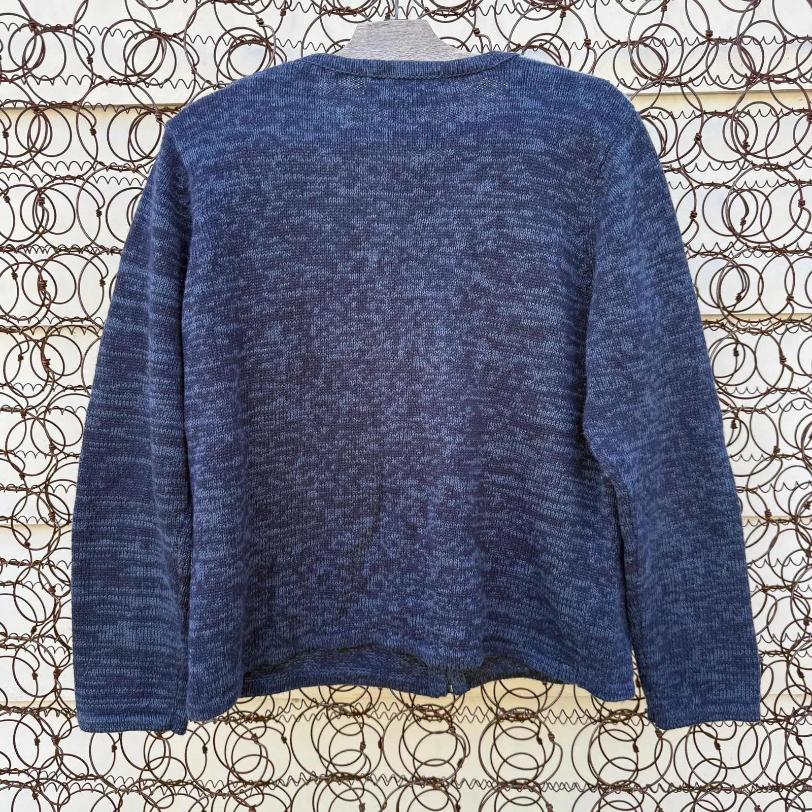 Y2K Tiara International Ugly Christmas Cardigan Winter Scene Snowman House 1X Blue - Image 7