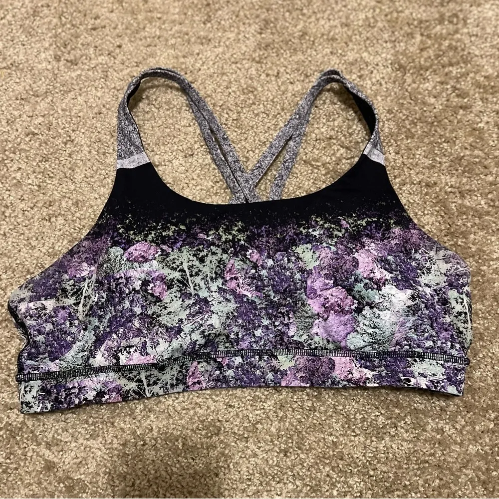 Lululemon Energy bra nulux 12 with pads vivid vision energy 50g multi black - Image 5