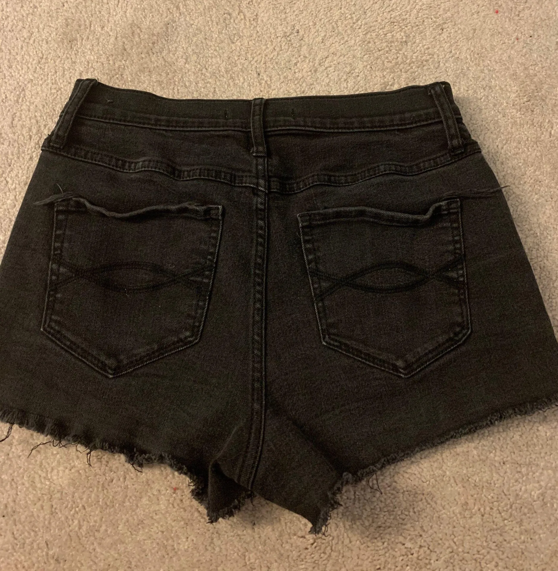 High Waisted Black Jean Shorts - Image 2