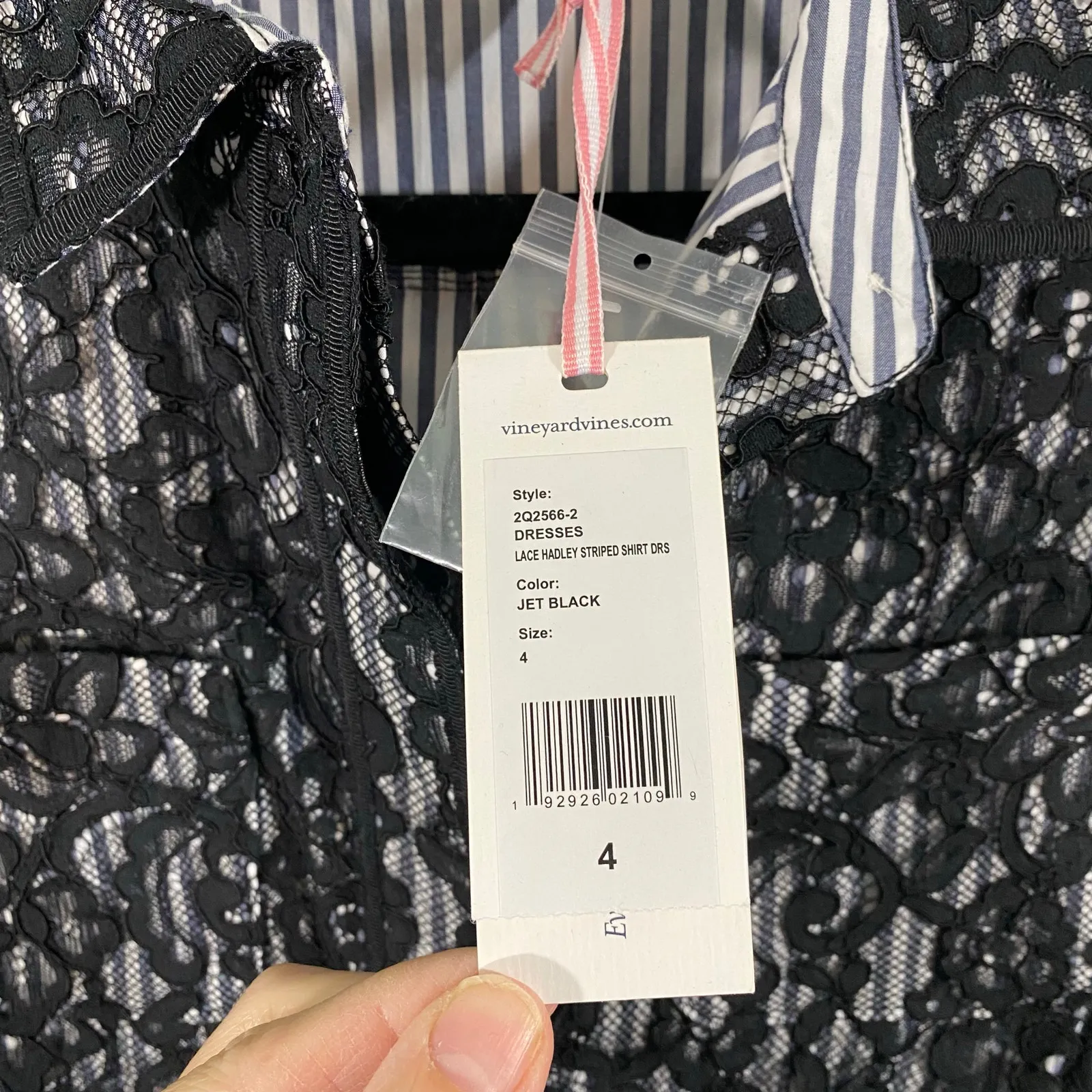 Vineyard Vines Women Black Lace Hadley Button Up Striped Shirt Dress Size 4 NWT - Image 5