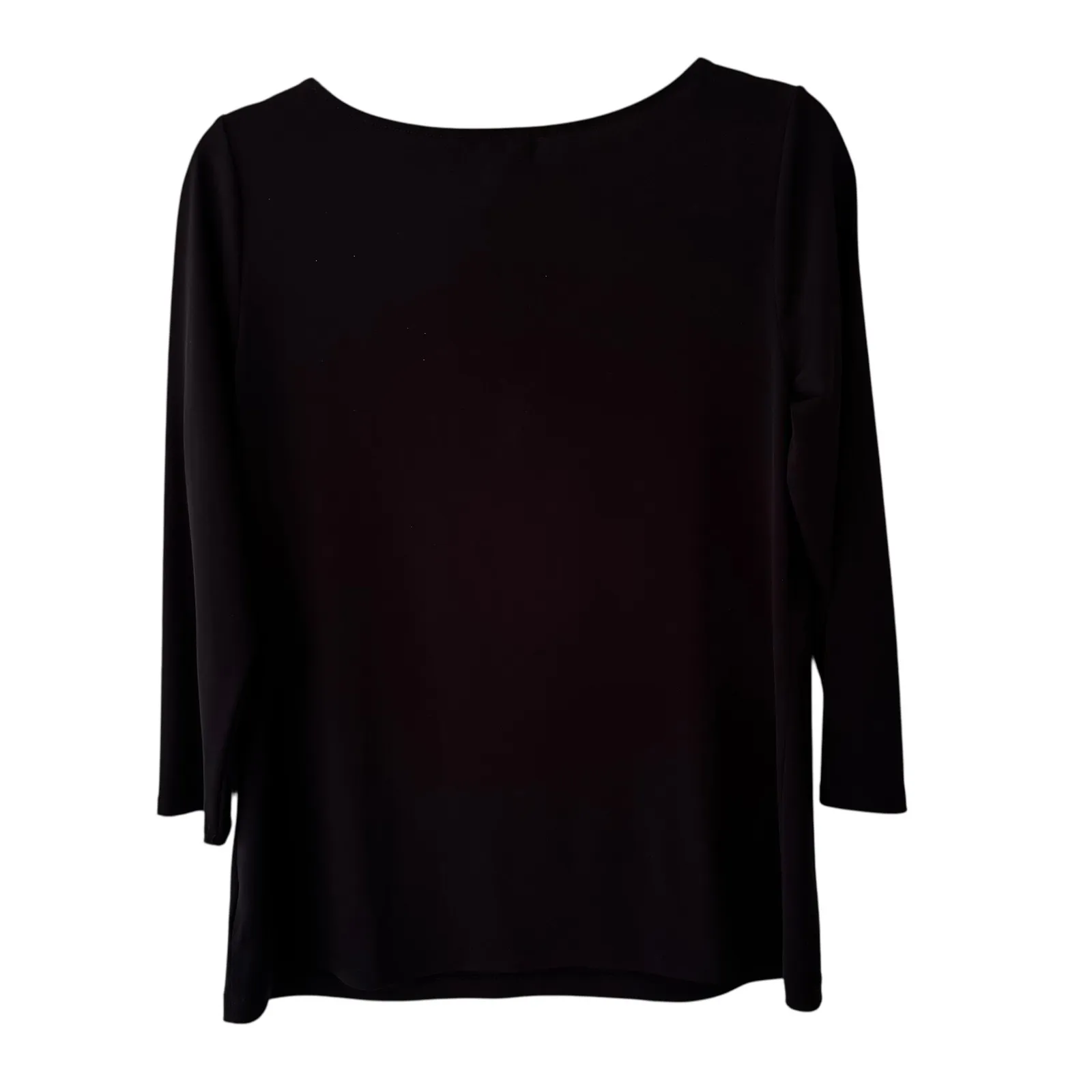 Liz Claiborne Career Black Embroidered Neckline 3/4 Sleeve Top Womens M - Image 9