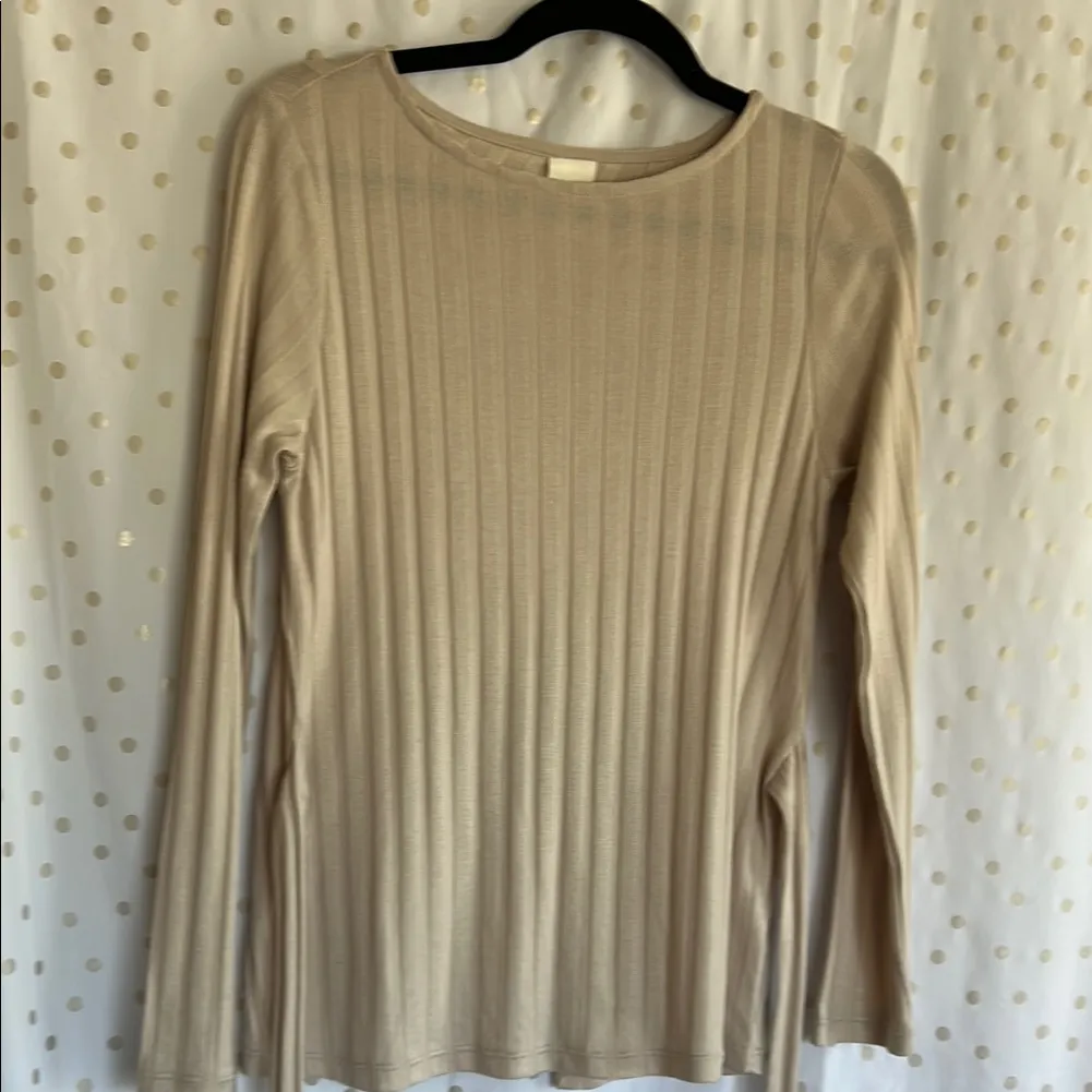 H&M Beige Ribbed Long Sleeve Blouse - Image 14