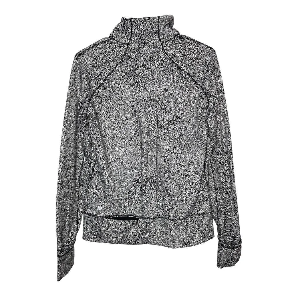 Lululemon Rush Hour 1/2 Zip Luon Spray Jacquard White Black Pullover size 8 Run - Image 7