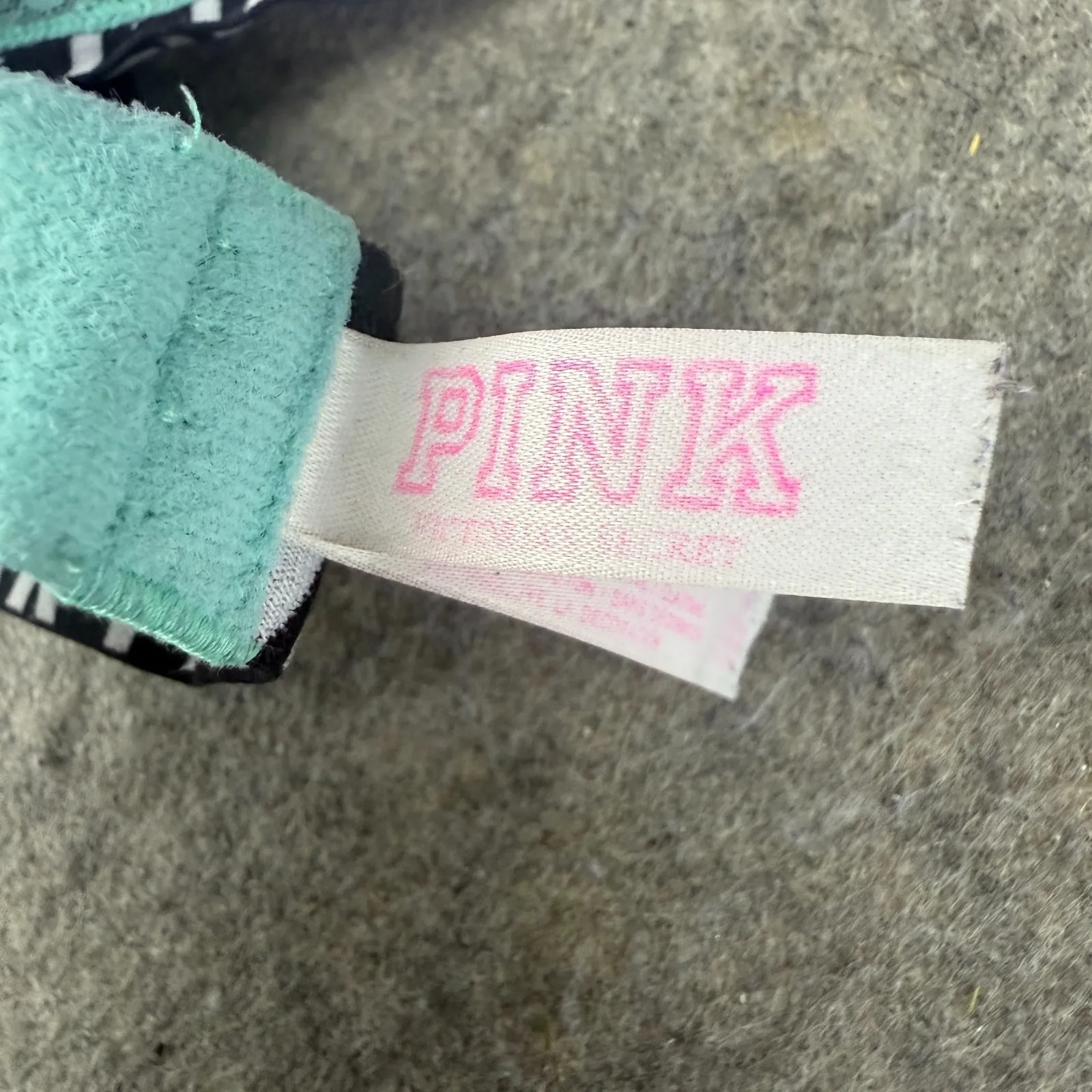 Victoria's Secret PINK Womens Push Up Bra 36C Aqua Lace Black White‎ Logo Band - Image 7