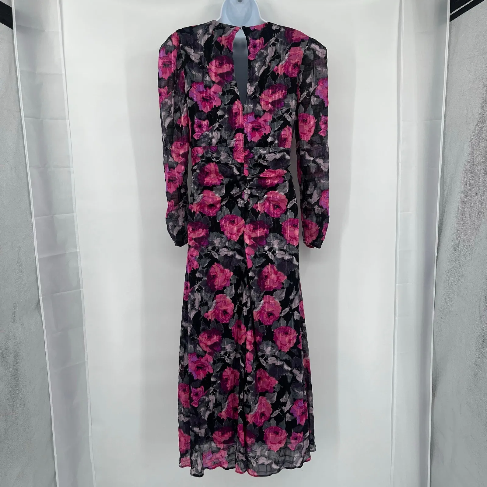 Taylor Floralt Maxi Dress Sz 8 Black Babydoll Whimsigoth Cottage Sheer Glitter - Image 5