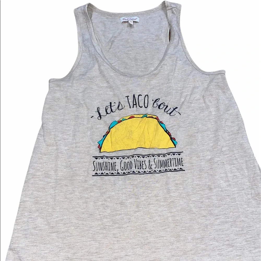 Red Camel Let’s Taco about it funny summer tank top - Image 3