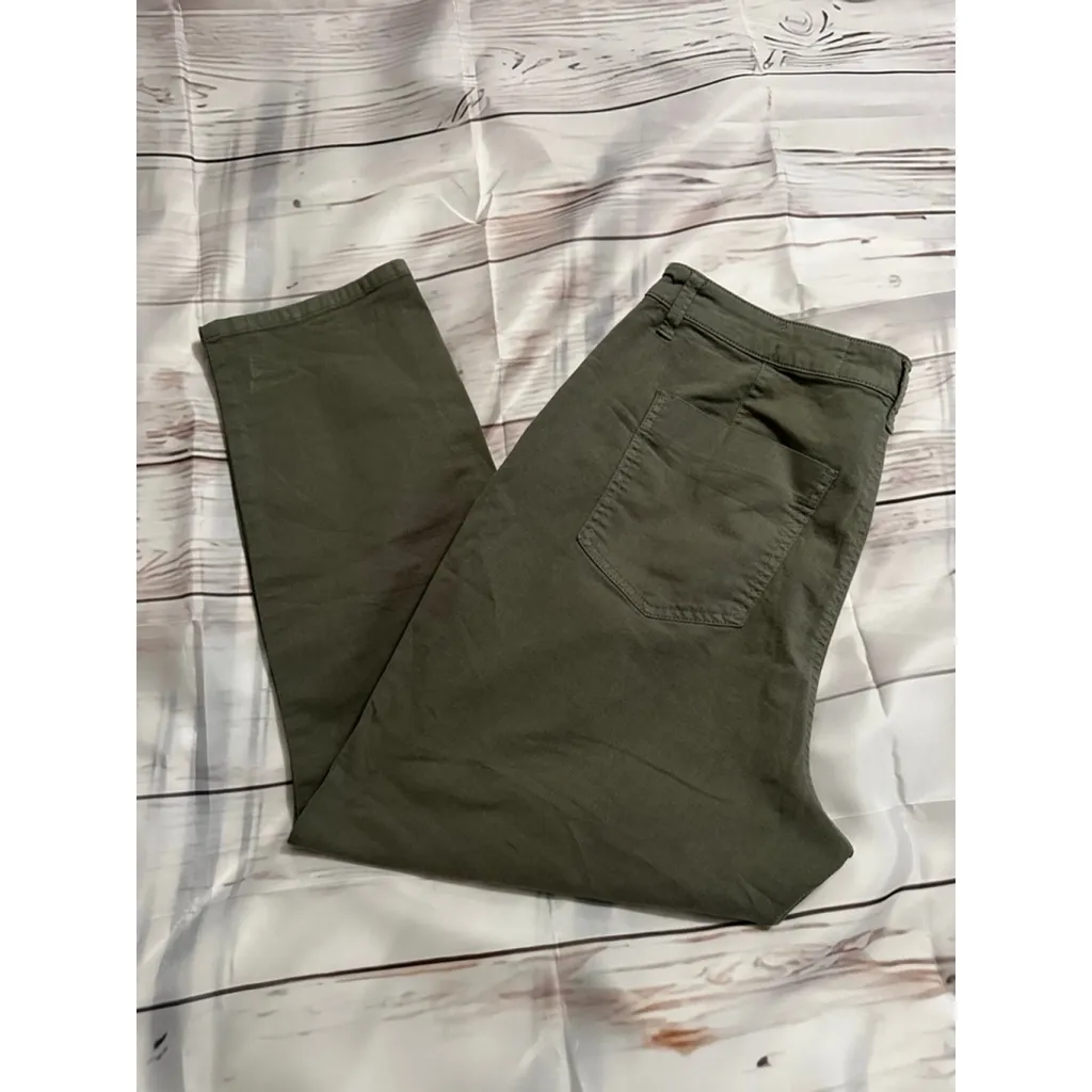 Women's Cosmic Blue Love Olive Green Ankle Cropped Pants Size 33 - Image 2