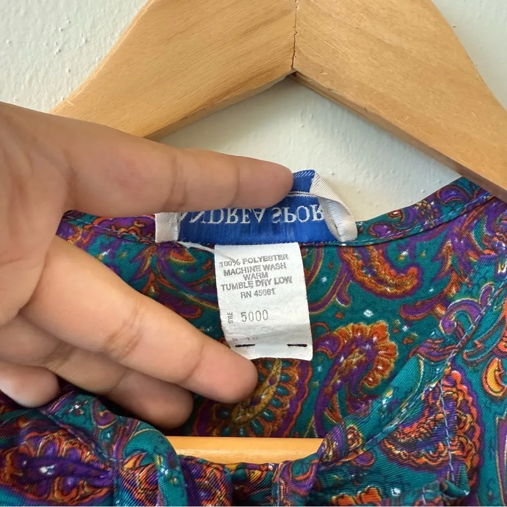 Vintage retro multicolor paisley print top Purple Size M - Image 3