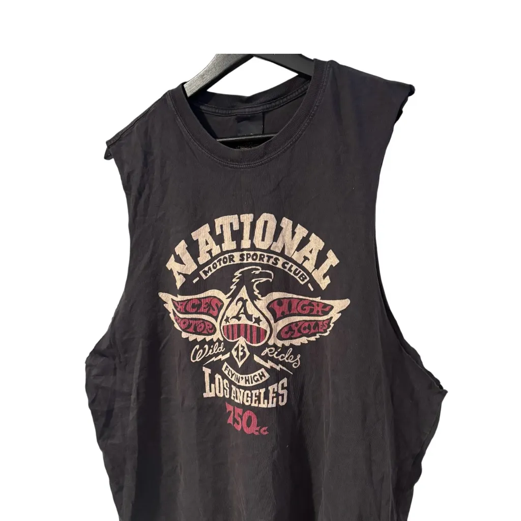 Lucky Brand Black Sleeveless Graphic Tee Size Large Casual Boho Rocker Style - Image 2