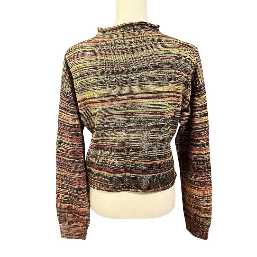 The Upside | Women's Multicolor Rolled Neck Horizontal Stripe Sweater Sz XXS/XS Red - Image 3
