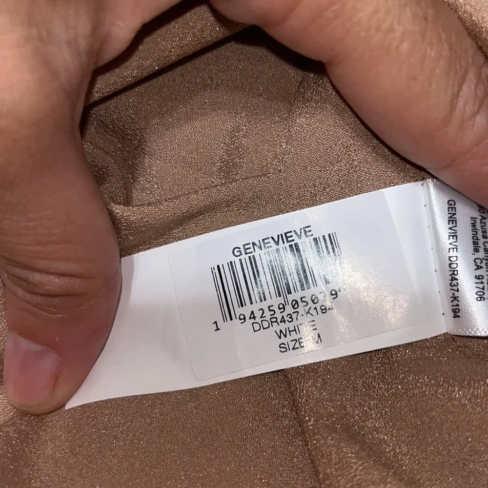 Dress The Population Genevieve Lace Maxi‎ Gown One Shoulder Bow White Medium - Image 15