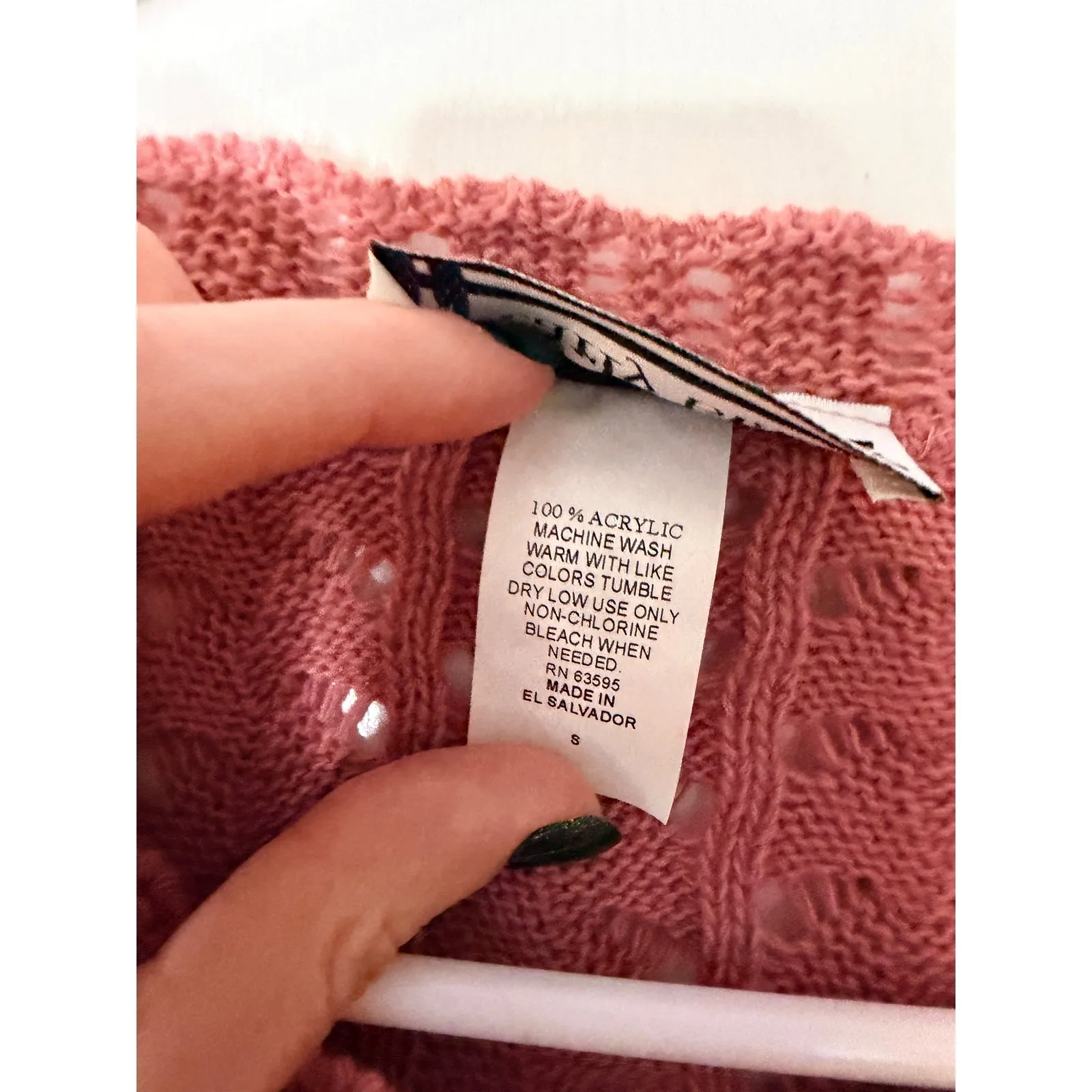 Carly Blake Womens Textured Knit Cardigan Sweater Coral Pink Button Up Size S - Image 3