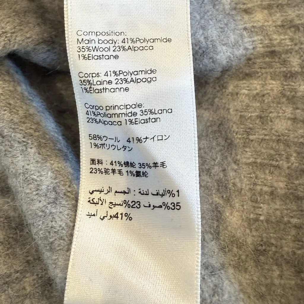 3.1 PHILLIP LIM Fringe Overlap Turtleneck Sweater Heather Gray Alpaca L - Image 7