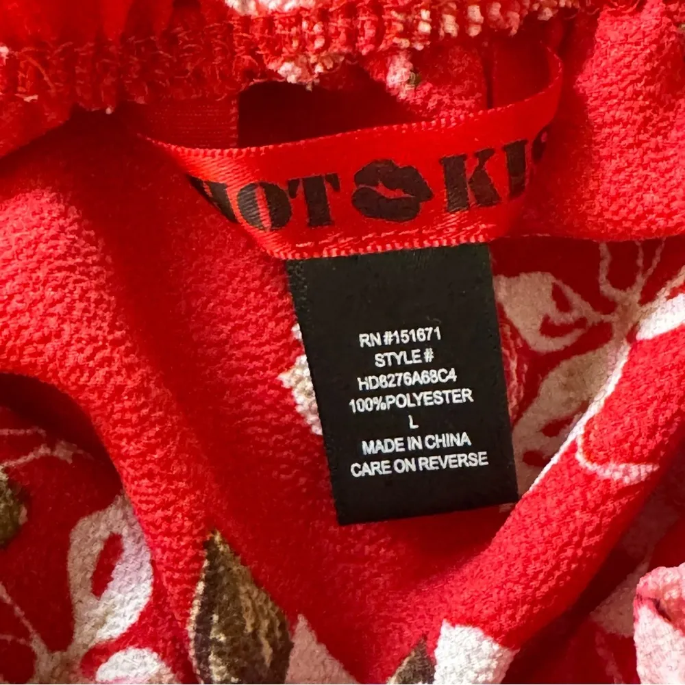 Hot Kiss women Off shoulder high-low floral red dress size L - Image 7