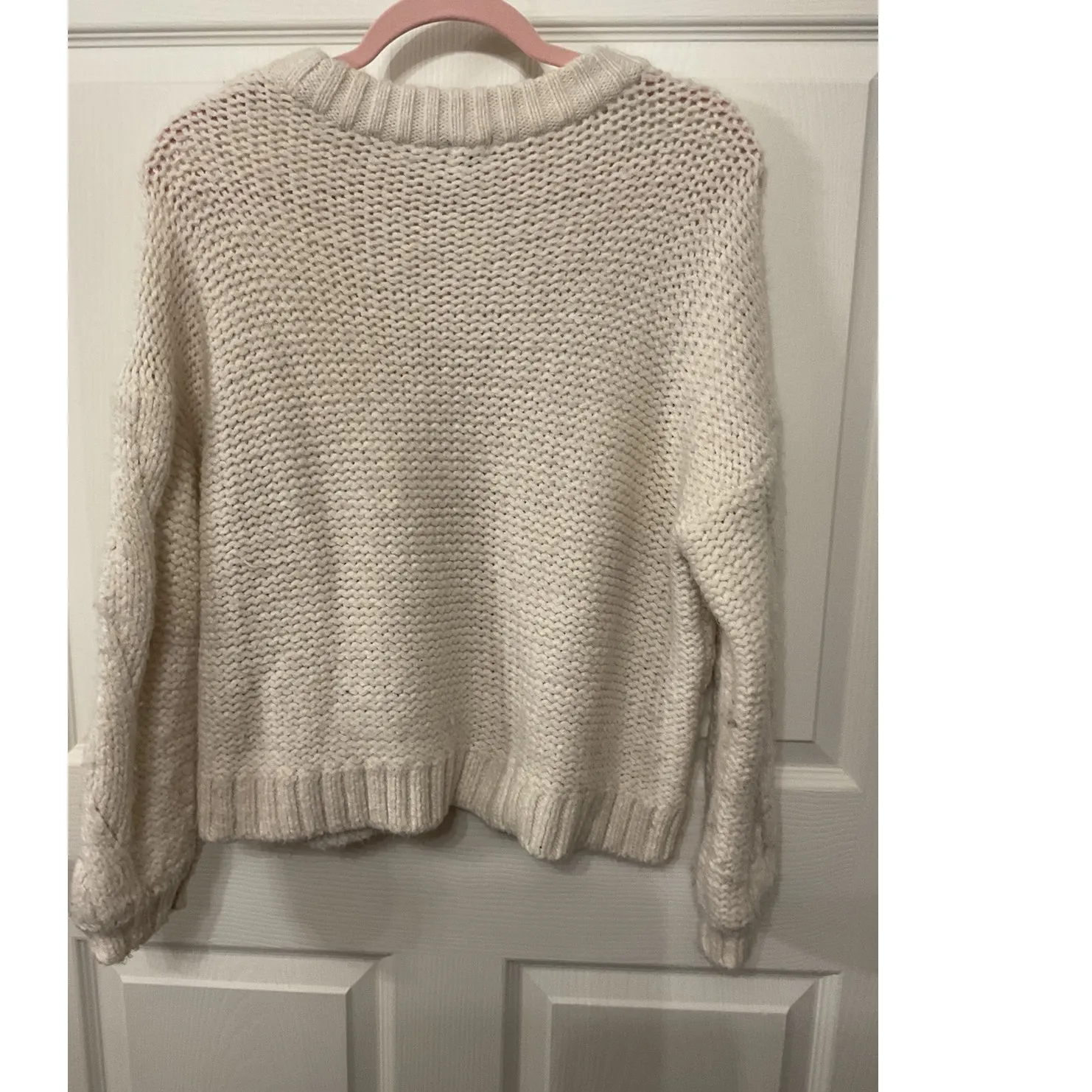 Aerie Cream Cableknit Crewneck Sweater, XS - Image 4