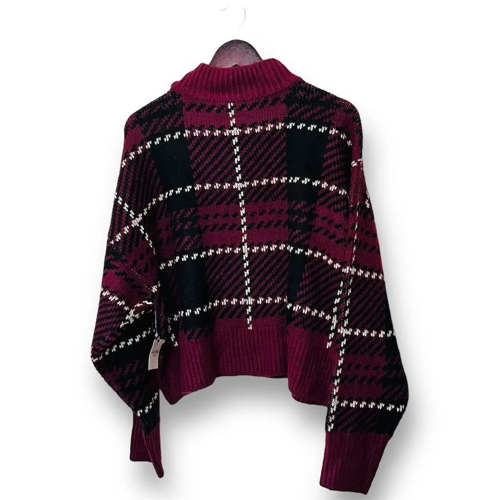 NWT Arizona‎ Jean Co. Women's XL/XXL Burgundy Plaid Pullover Sweater Casual Fall Red - Image 2