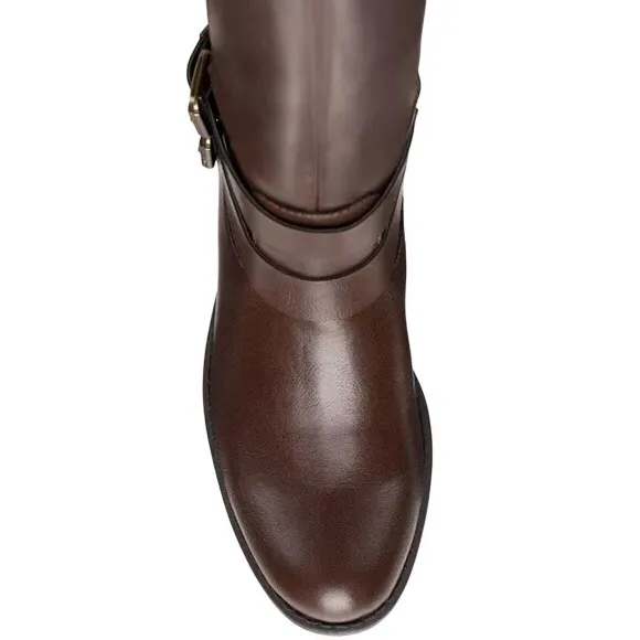 NEW Style & Co Brown Moto Riding Knee Boots Womens 10 Wide Calf Buckles - Image 4