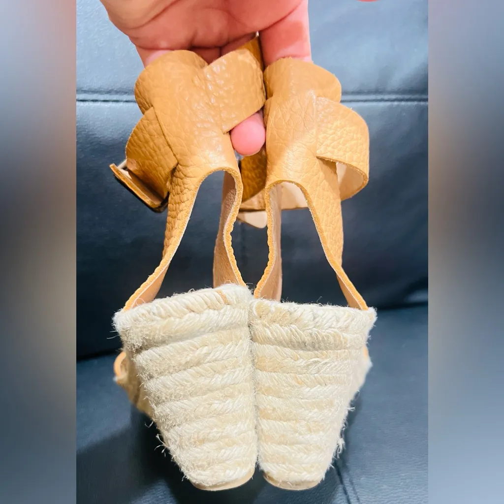 J.Crew Corsica Caramel Leather Ankle Strap Espadrille Wedge Sandals Size 8 - Image 5