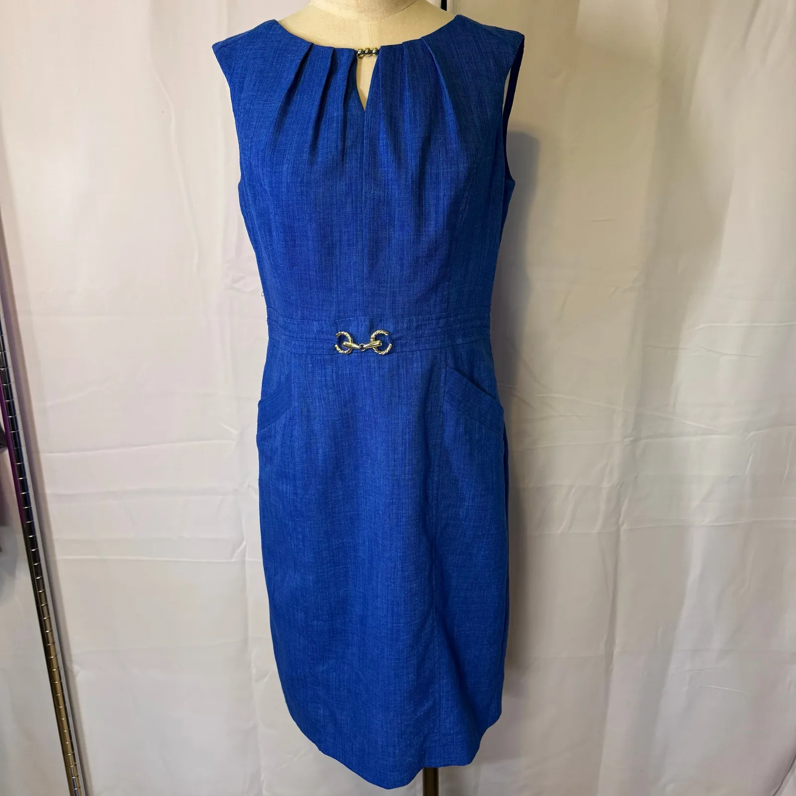 Eileen Tracy Kenya Embellished Woven Sheath Dress Women’s Size 8 - Image 3