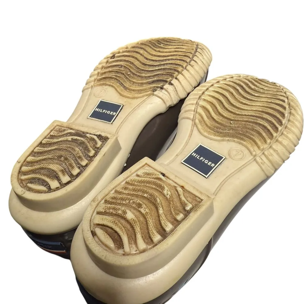 Tommy Hilfiger Womens Duck Boots Size 7 Waterproof Lace Up‎ Brown Rain Boots - Image 9