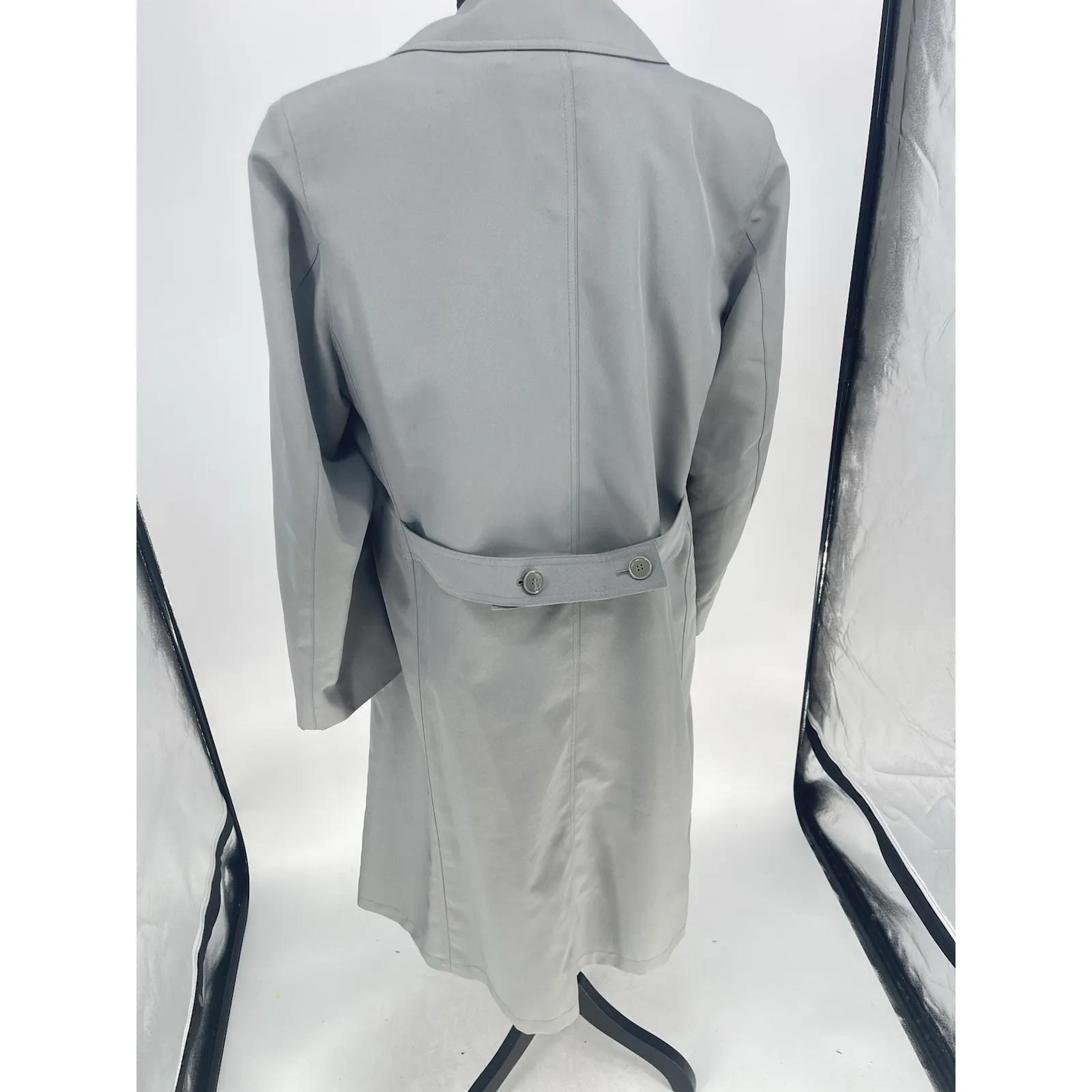 Vintage Misty Harbor Womens Trench Coat Belted Detachable Lining Size 16P Gray - Image 8