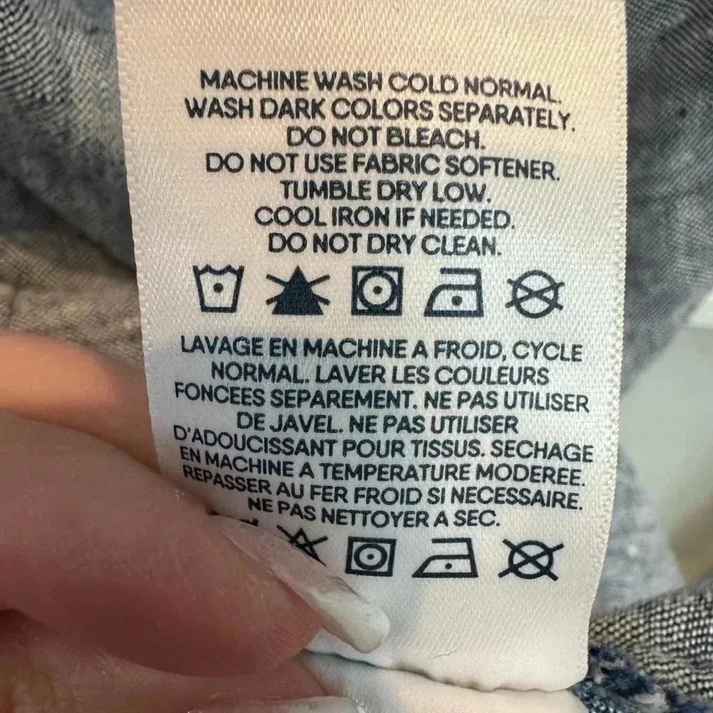 Lands' End Sleeveless Linen A-Line Shift Dress Chambray Navy Size M Petite 10/12 - Image 9