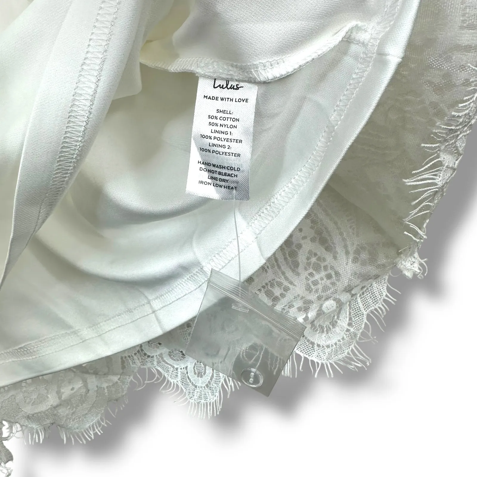 Lulus NWT Gorgeous Attraction White Sheer Lace Structured Long Sleeve Mini Dress Size M - Image 11