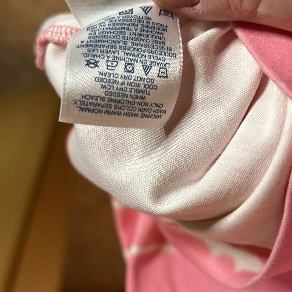 Lands End 100% Cotton Pink White Tie Dye Dress Size XS - Image 5