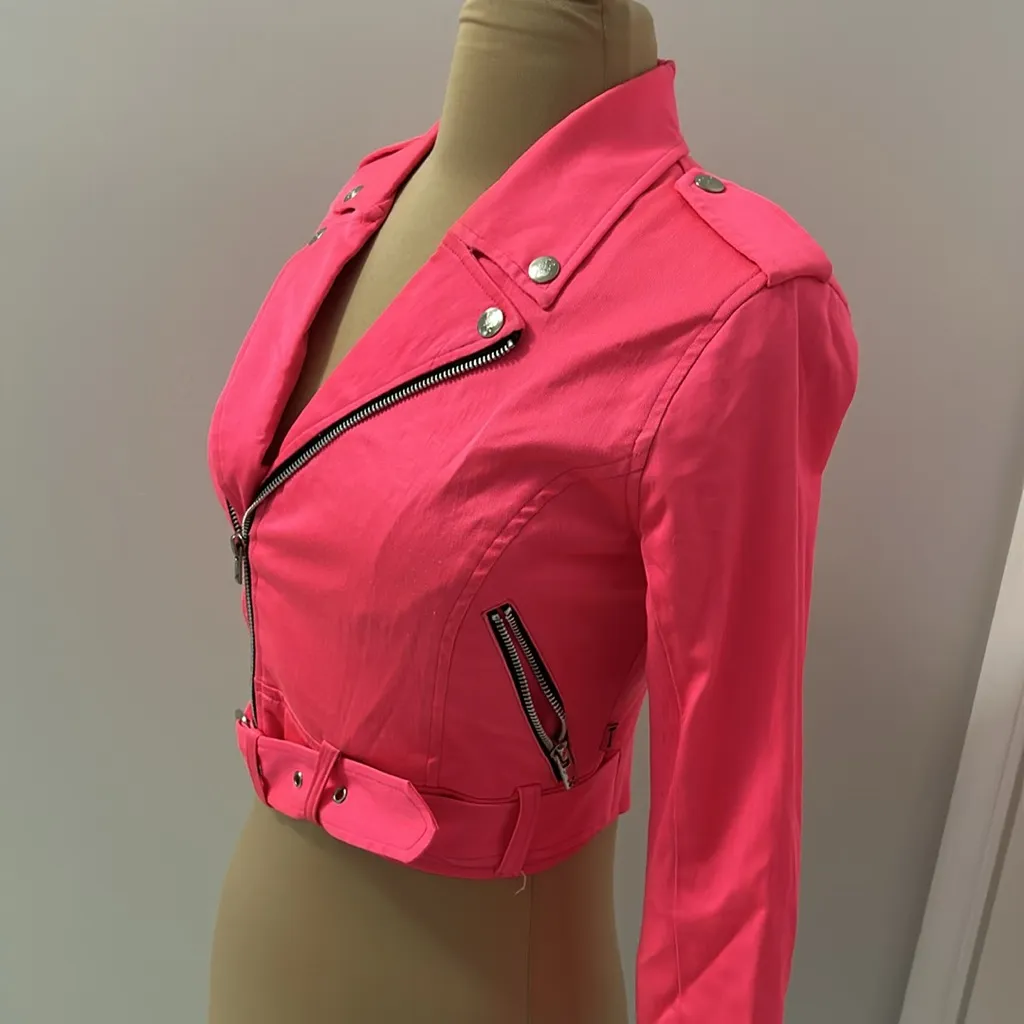 Daanggoodman Tripp NYC Pink Crop Moto Jacket - Image 5
