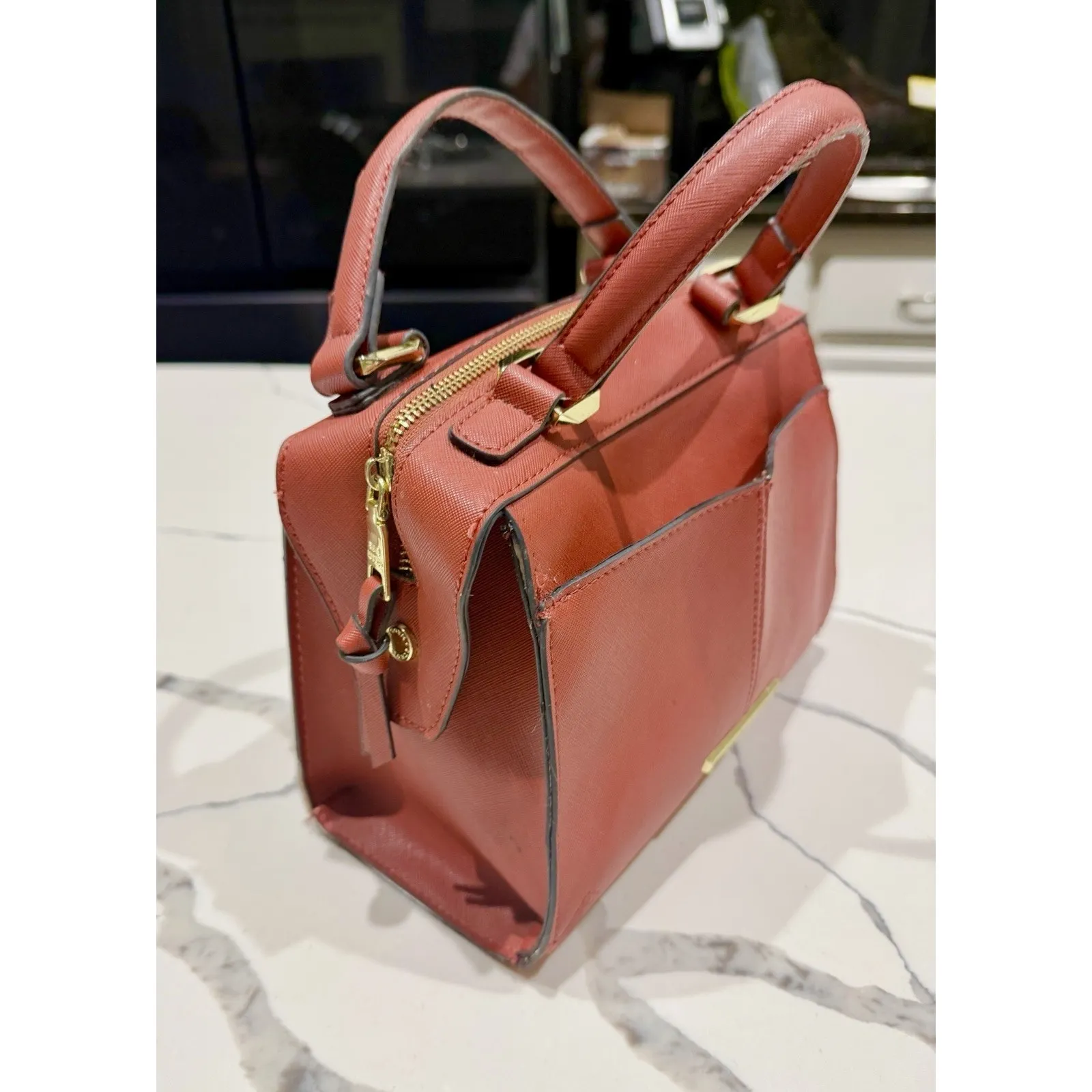 Steve Madden Small Faux Leather Breese Crossbody, Top Handles, Purse Handbag - Image 3