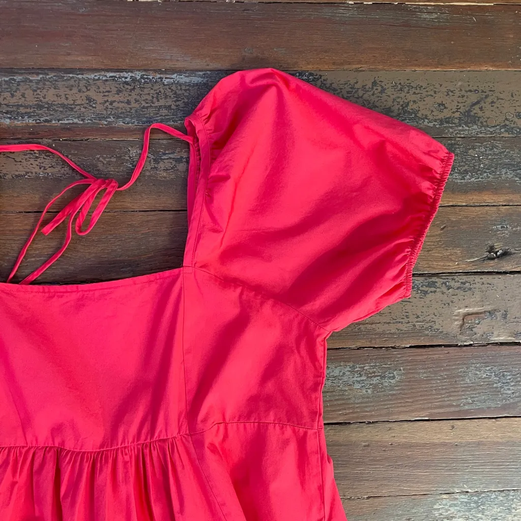 Draper James 100% Cotton Smocked Baby Doll Puff Sleeve Coral Dress - Sz XL 💚🎀 - Image 10