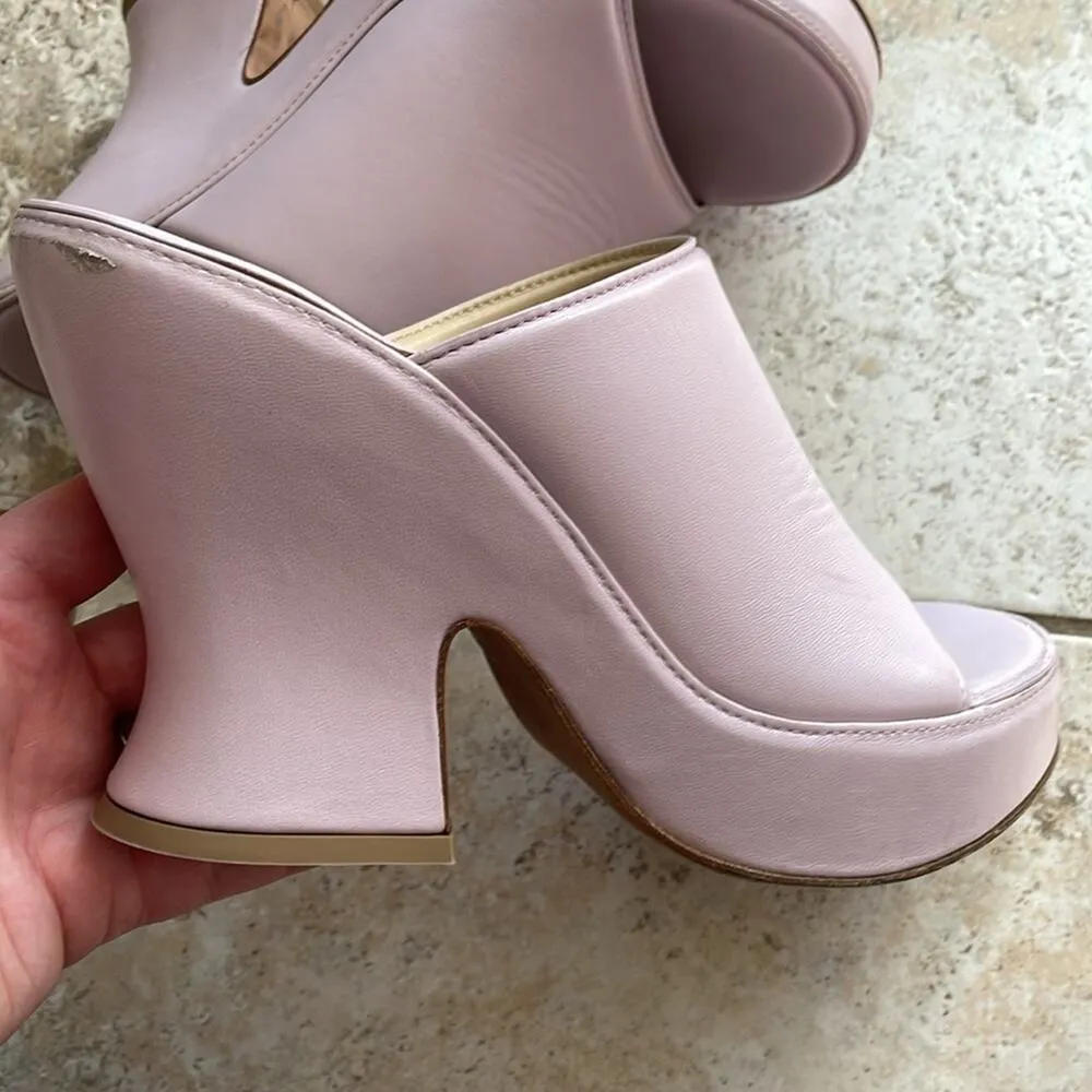BOTTEGA VENETA Leather Platform Lilac Sandals - Image 6