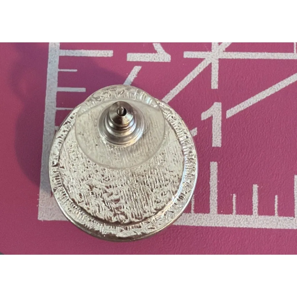 Vintage Green Glass Silver Tone Stud Earrings Domed 9/10" Estate 17.65g - Image 5