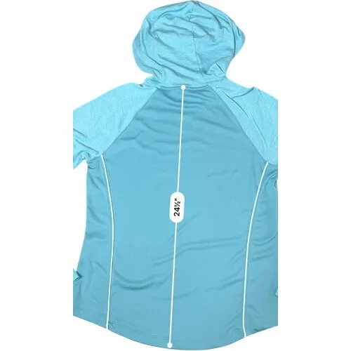 Under‎ Armour Logo Velocity Heatgear Hooded Blue Pullover Top MEDIUM Sportswear - Image 7