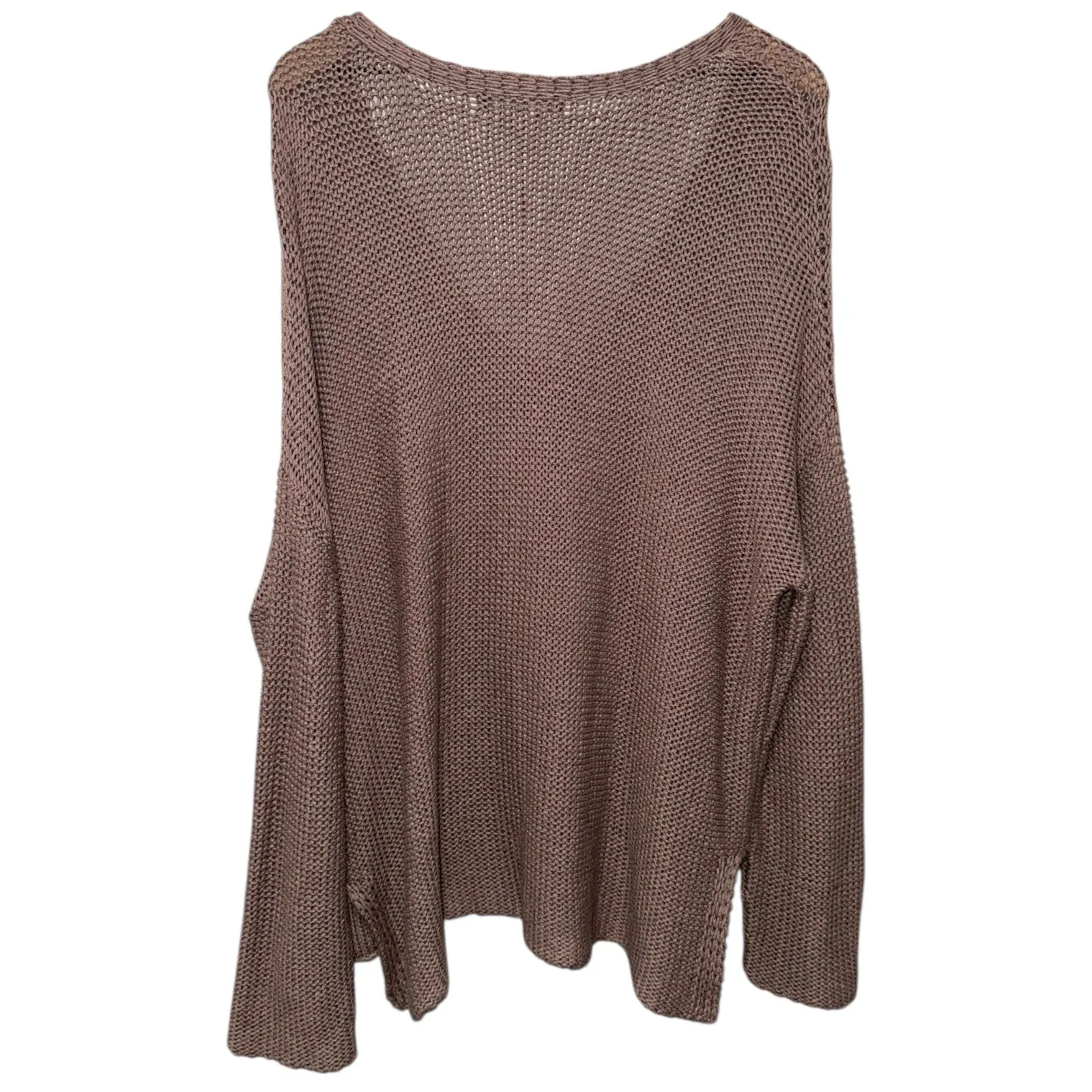 Peruvian Connection Sweater Brown 100% Pima Cotton Open Knit Women Sz L Oversize - Image 2