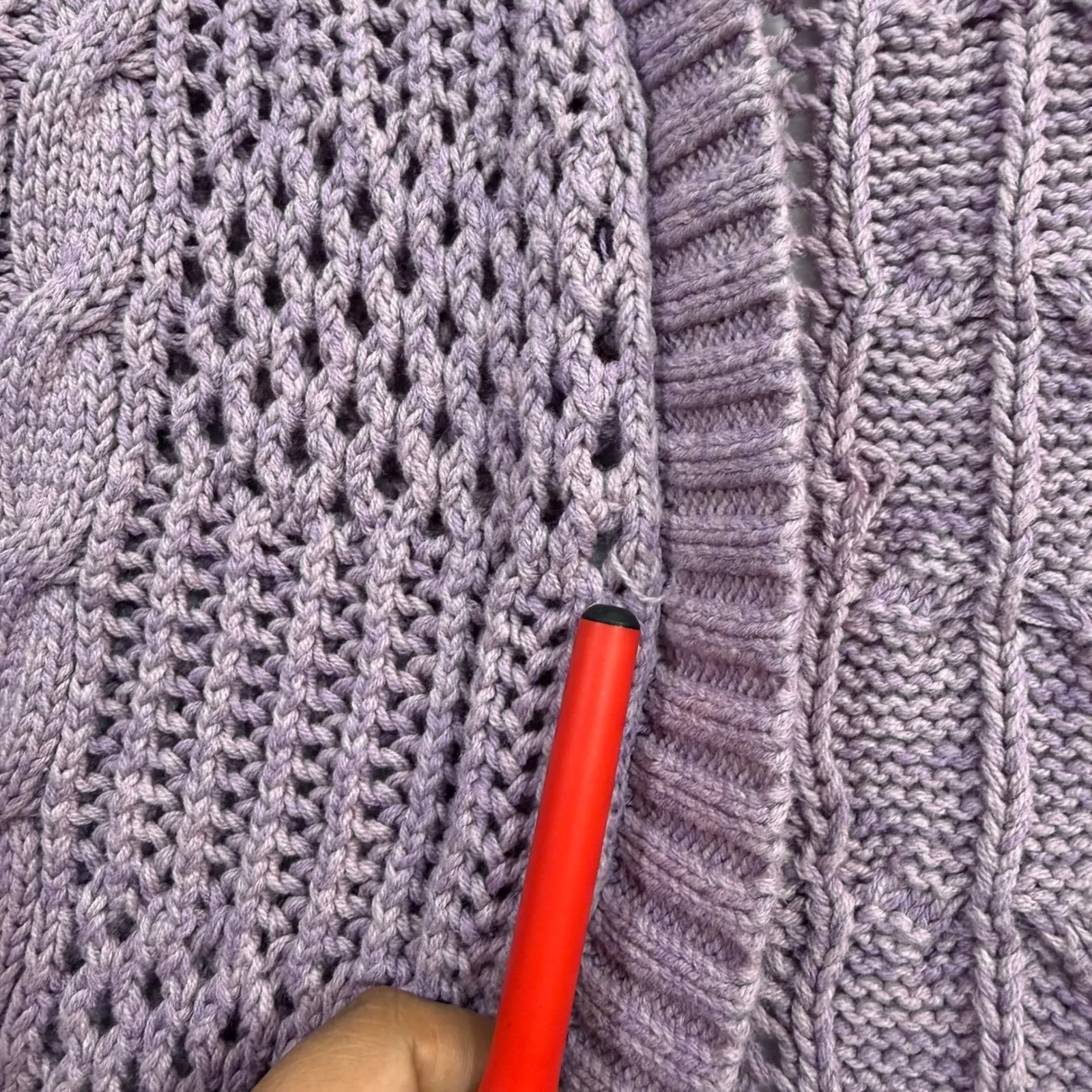 Terra & Sky OX Cardigan Pastel Purple Cable Knit Boho Granny Cozy Winter Layers - Image 4