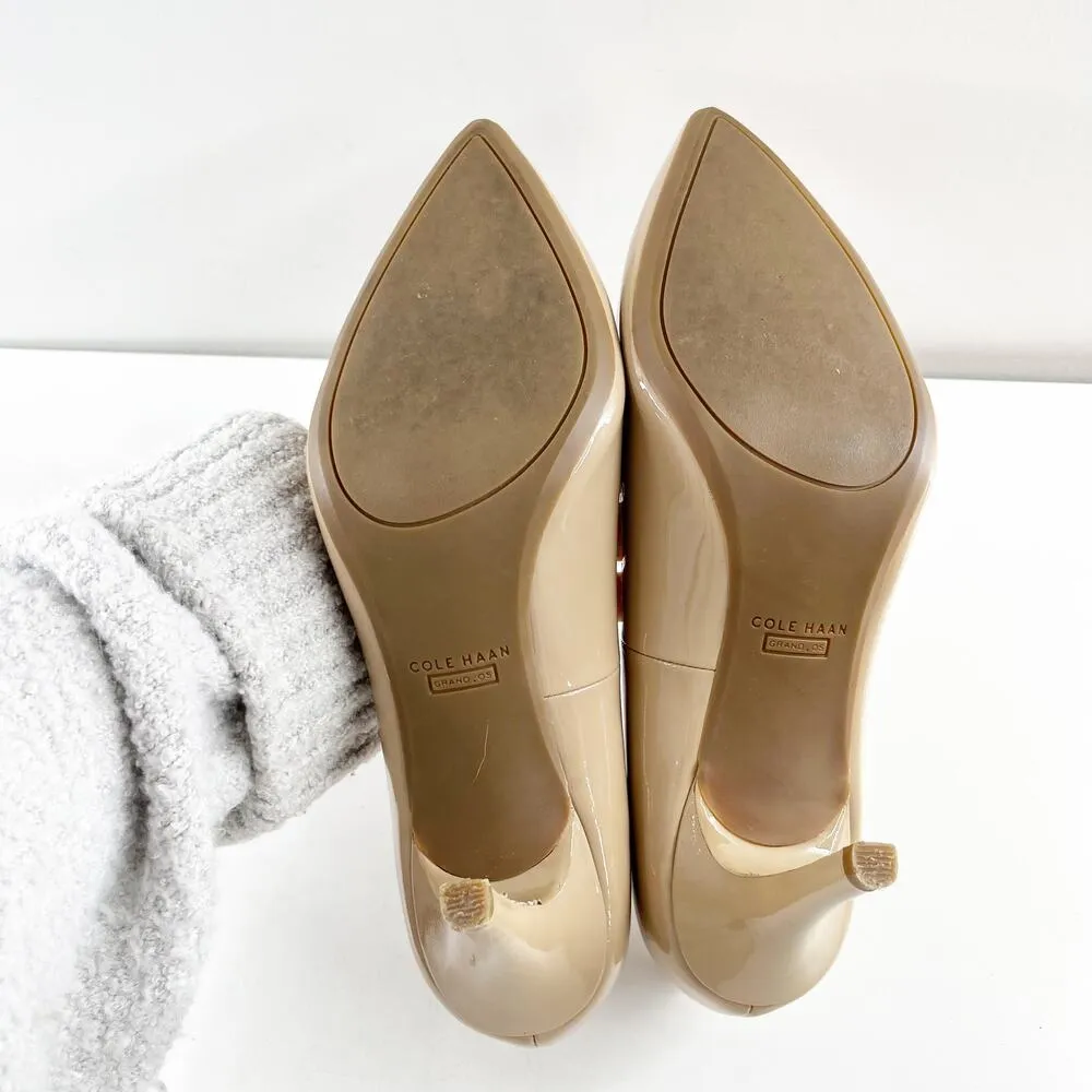 Cole Haan Pointed Toe Patent Leather Pumps Nude 10 - Image 6