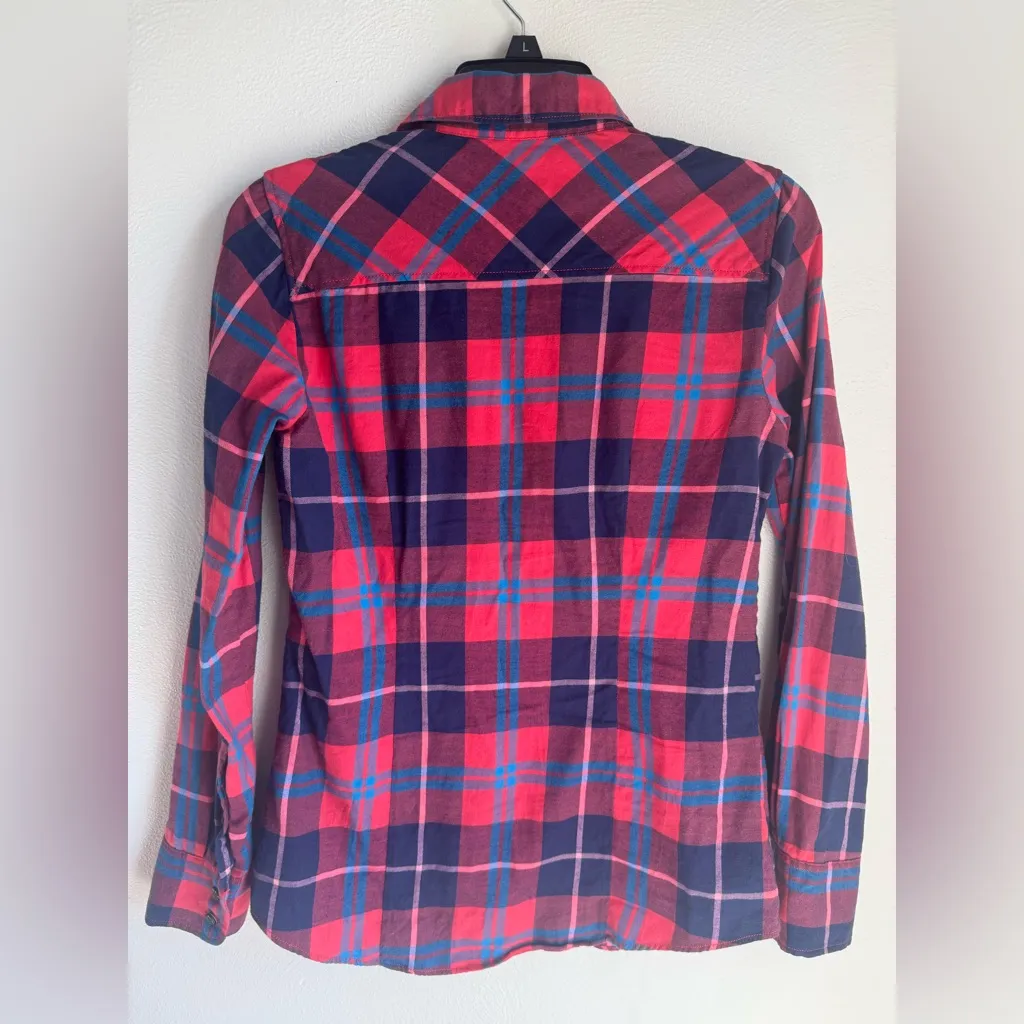 NWT J. Crew Red and Blue Plaid Button Down Flannel Size XS - Image 3