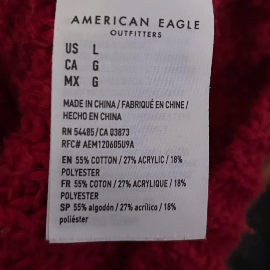 💥 American Eagle Outfitters Red Mock Neck Cable Knit Sweater - Image 4