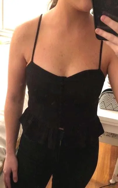 Black Crop Button Up Tank - Image 3