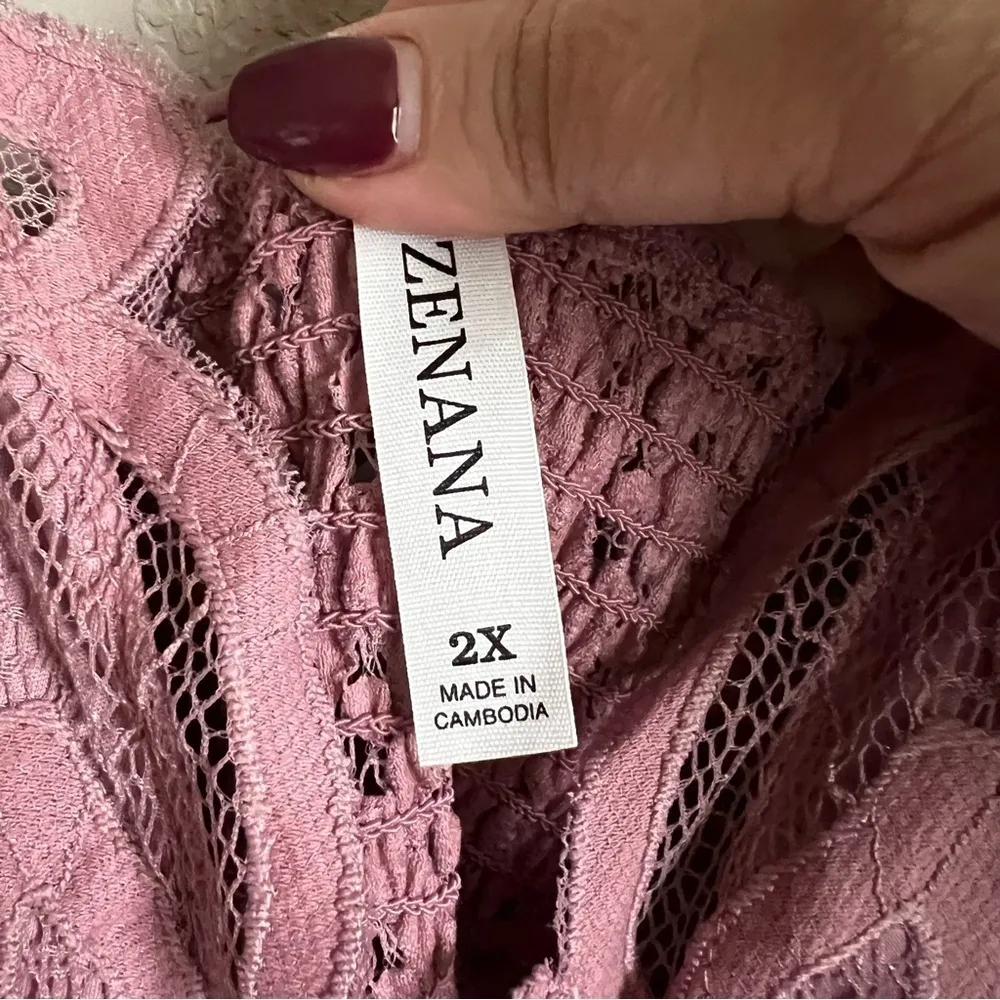 NWT Zenana Crochet Lace‎ Mauve Strappy Tunic Top - Image 5
