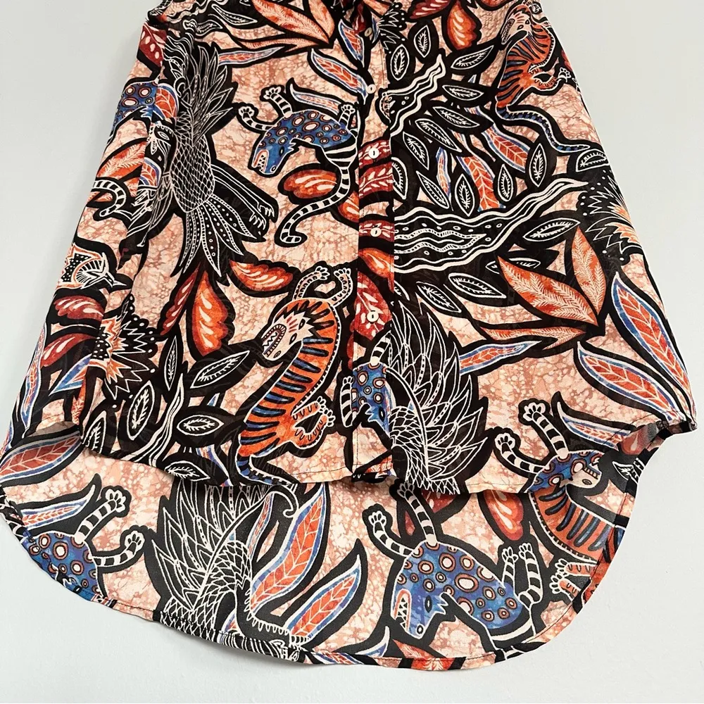 🦋 NWOT H&M Tribal Animal Print Fit and Flare Tunic Blouse 4 - Image 6