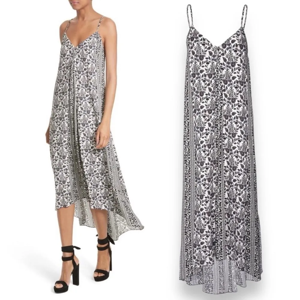 Alice + Olivia Rowley Midi Dress Black & White Boho Print Loose Fit Size Small - Image 8