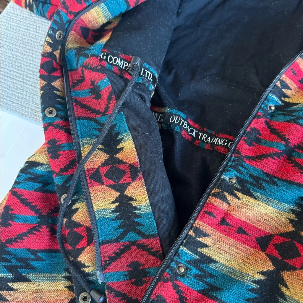 Vintage 90s Outback Trading Co Red Hooded Anorak Jacket Drawstring Waist Sz 1X - Image 8