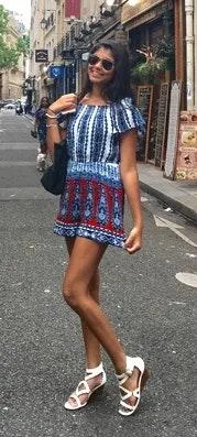 Blue Rain Off The Shoulder Romper - Image 6