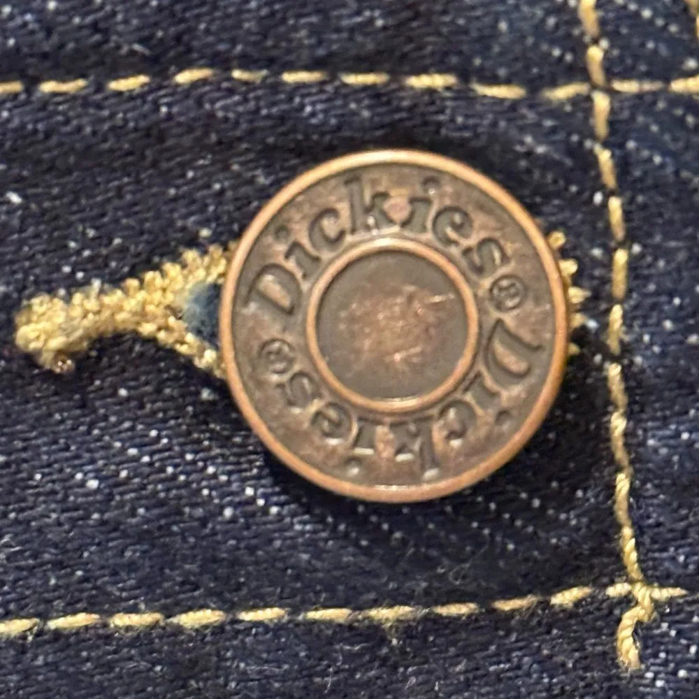 Dickies Cotton Convoy Logo Jean Jacket Blue Dark Wash Distressed Juniors Small - Image 3