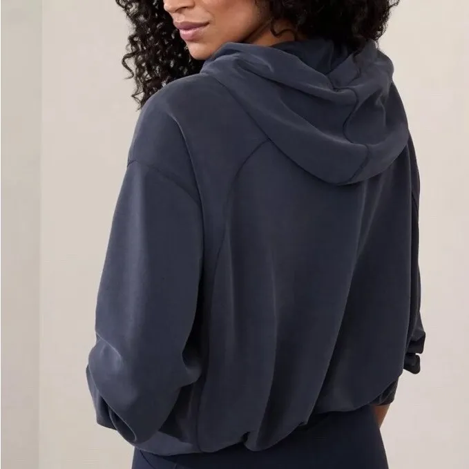 Athleta Seasoft Bubble Hem Hoodie in Blue.  Size XXS - Image 3