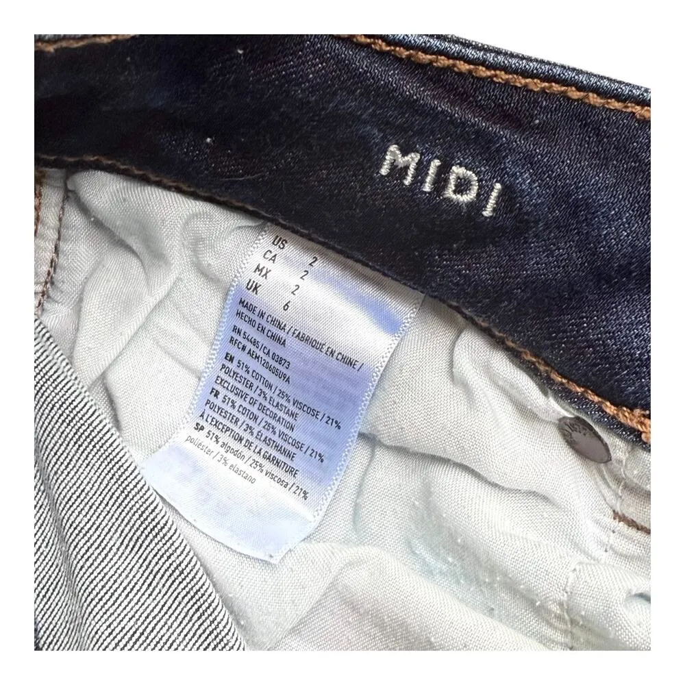 VTG American Eagle Super Stretch MIDI Blue Jean Denim SHORTS Sz 2 Cut Offs Style - Image 7